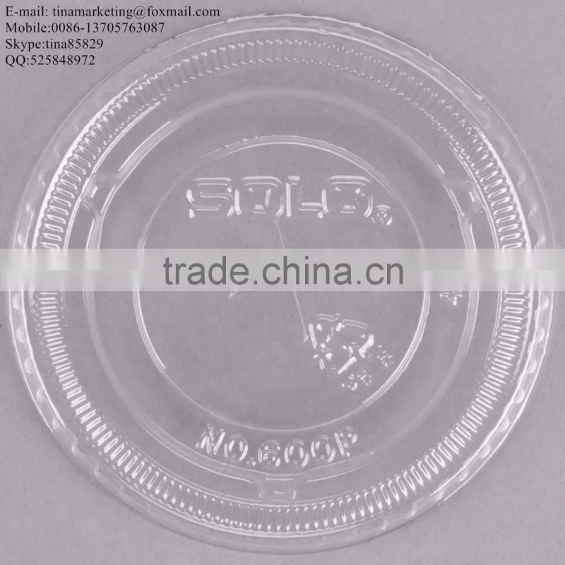 9-10 oz. Clear Flat PS Plastic Lid with Straw Slot for Cold Drink Cup China Manufactory Price