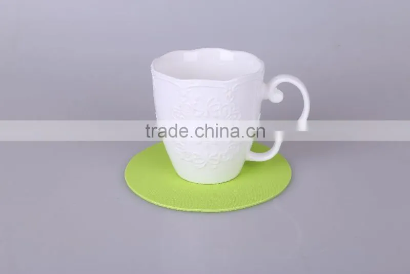 2015 new products home used high temperature resist eco-friendly marerial EVA pink green and blue fresh color round cup coaster