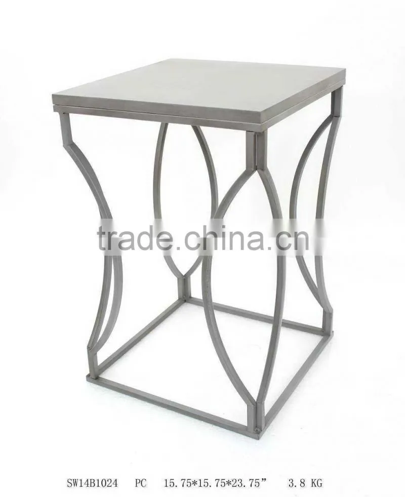handmade tea table with wood top and metal leg in gray