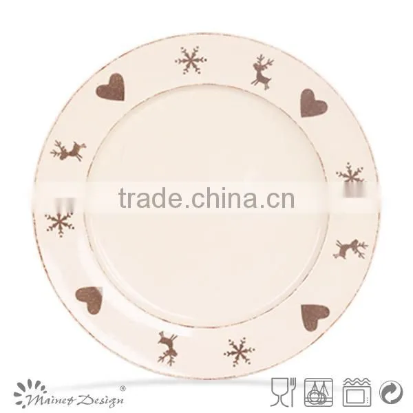 Brown elk plate snowflake design