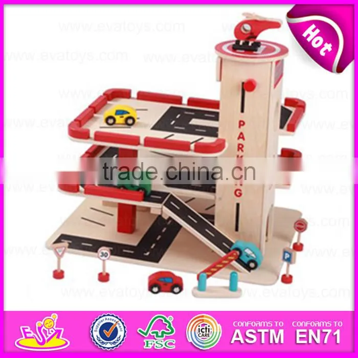 2016 new products interesting wooden toy garage for kids W04B041