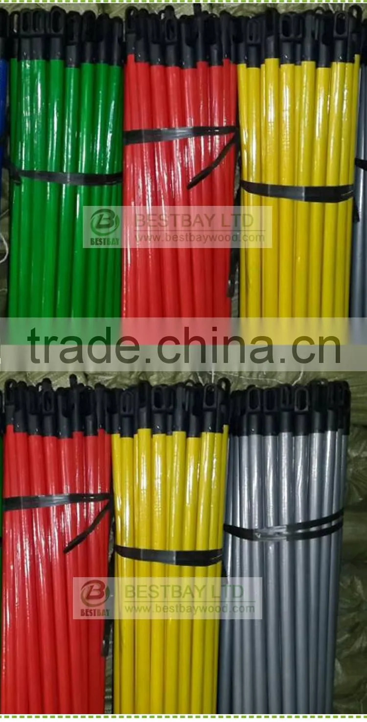 PVC coated wooden broom handle with thread Wooden broom stick / wood handle /