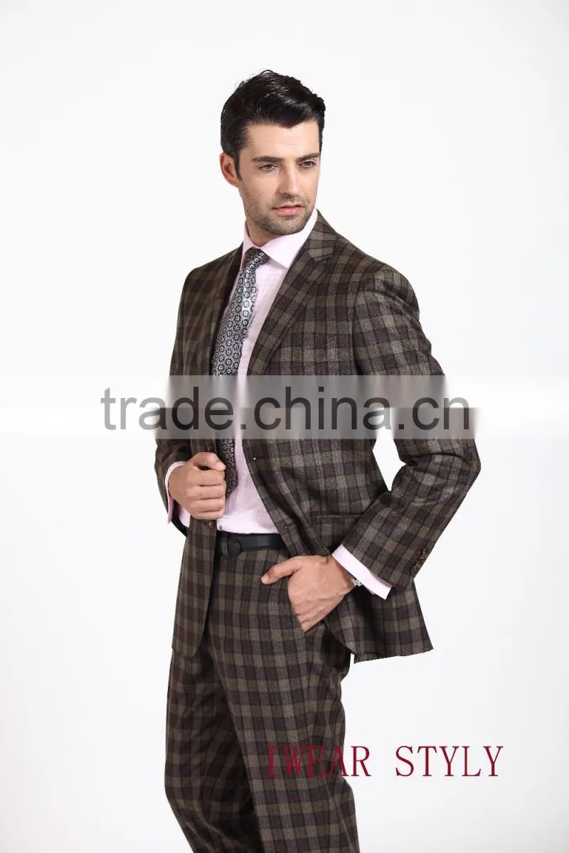 High quality woolen business suits/ checked italy style suits for men