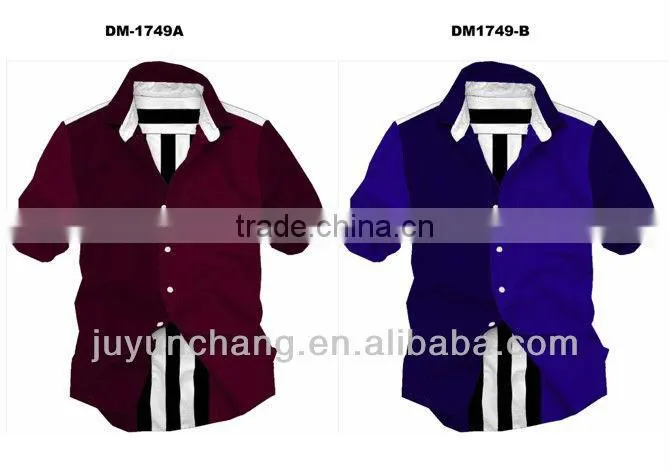2014 new style yarn dyed short sleeve casual shirt