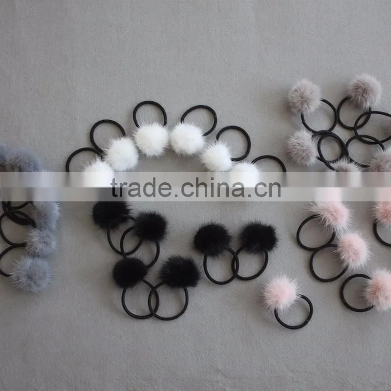 Myfur Luxury Customized Genuine Mink Fur Pompom Hair Band Accessory Wholesale