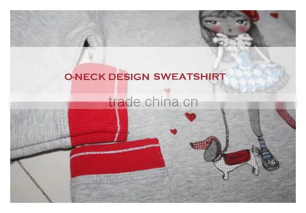 2015 Wholesale fall/winter T/C fleece boutique girl sweatshirt designs