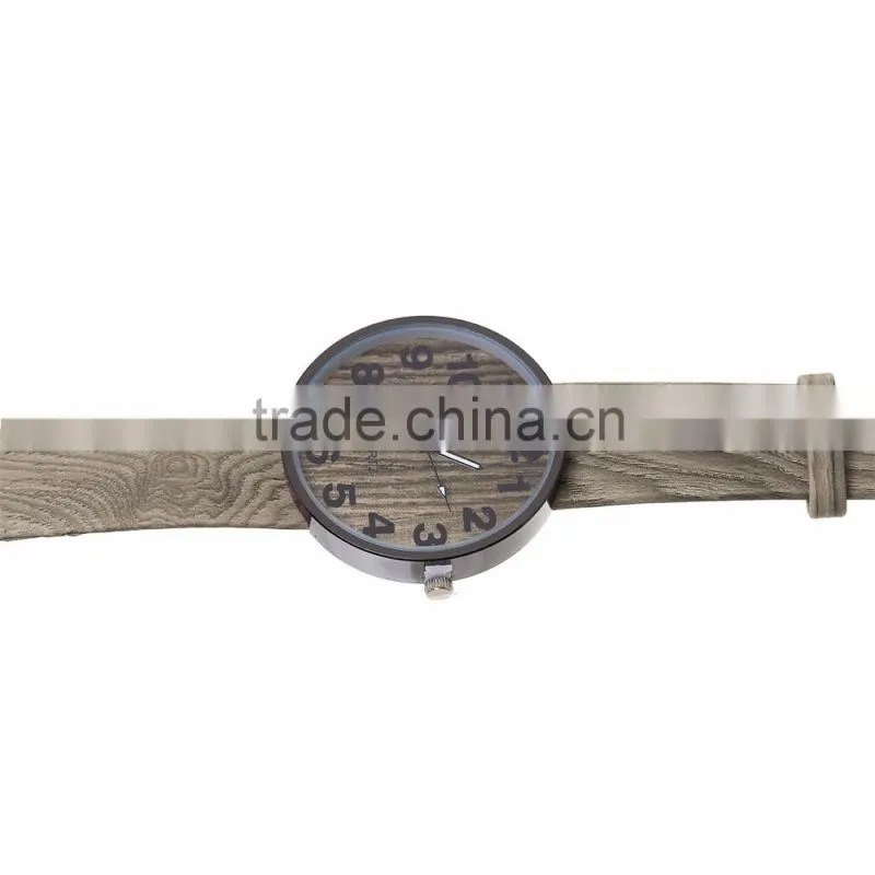 2017 New Model Fashion Taupe Gray Leather Wooden Mens Wrist Watches