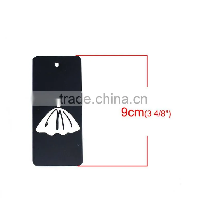 Paper Label Tags Rectangle Black Skirt Pattern 9cm(3 4/8") x 4cm(1 5/8"), 1 Piece