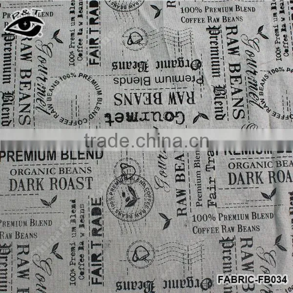 1.50m Letter Postmark Pattern Linen/Cotton Canvas Fabric Zakka Patchwork Fabric