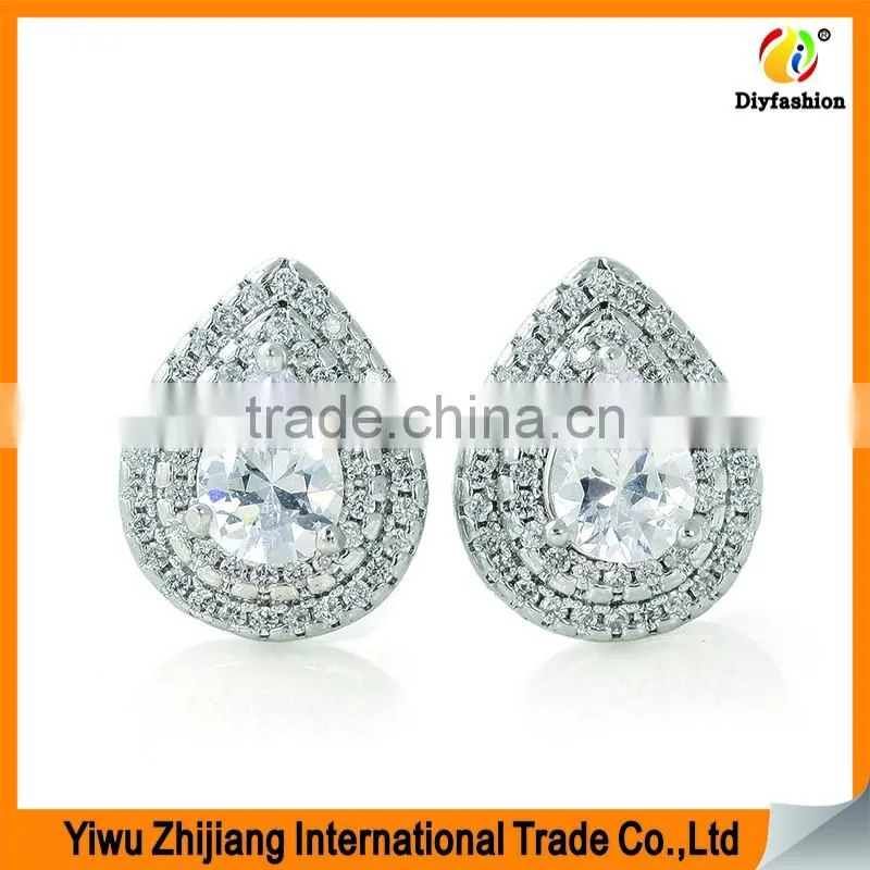 Double lip edge water droplets shape Inlay zircon stud earrings