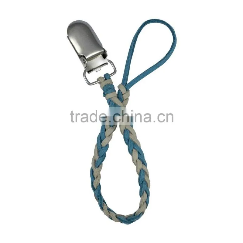 Baby Boy/Girl Dummy Pacifier Soother Nipple Leash Strap Chain Clip Holder Braided Leather