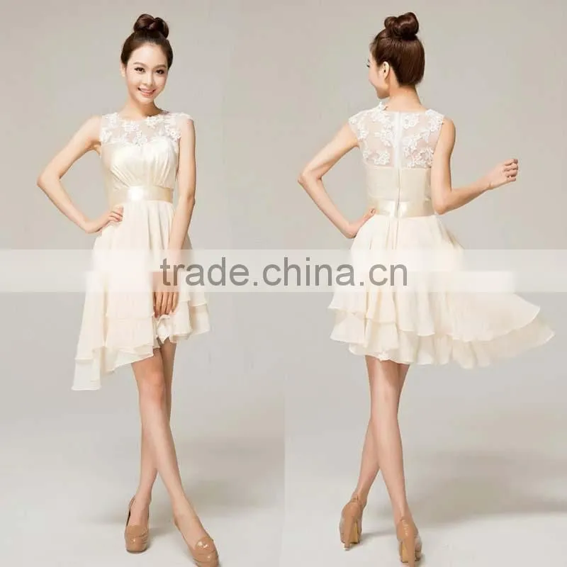 hot selling new charming beige bridesmaid prom party dress