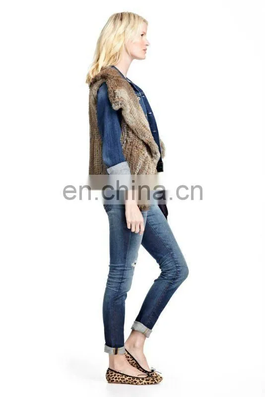 3151-NB# Rabbit Fur Knitted Vest With Wide Flap Collar OEM/ODM/QUALITY SUPPLIER