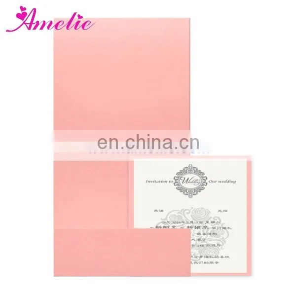 AC139 Pink Color With Good Quality Wedding Card Invitation