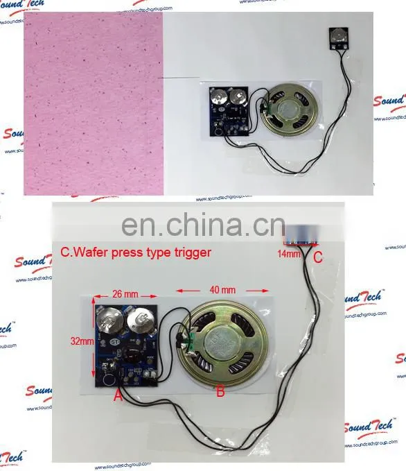 Wafer press trigger sound module for greeting card