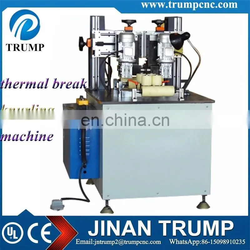 Thermal break assembly knurling machine with insertion for aluminum