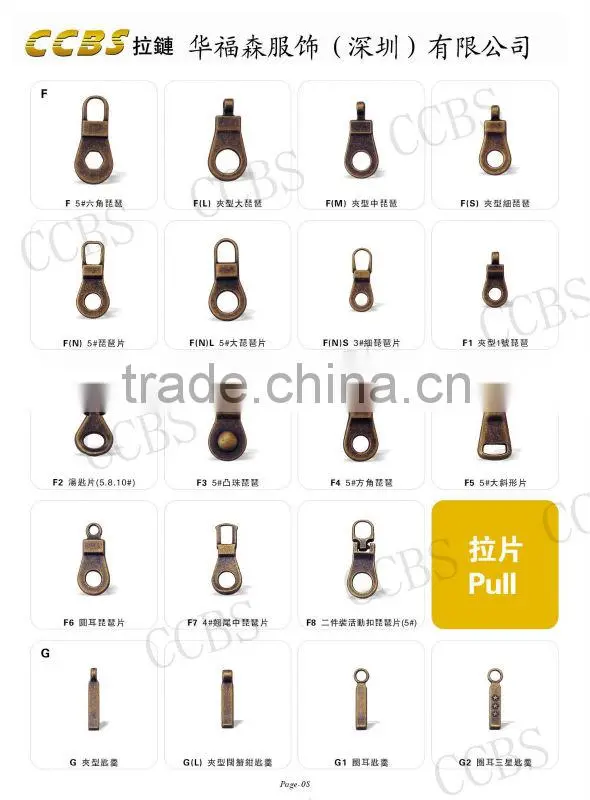 Factory Price #5 Golden Non Lock Eco Friendly Metal Slider