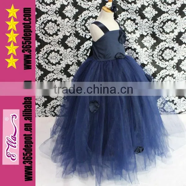 Dark Blue Romantic Applique Petal Child Evening Dresses Boutique Dress