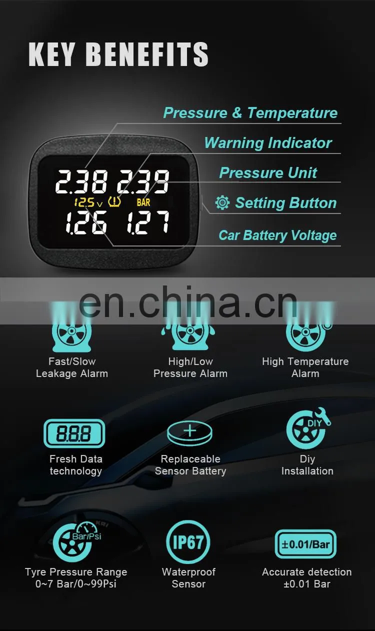 Promata Real-time cigarette plug 433 MHZ wireless tire pressure monitoring system