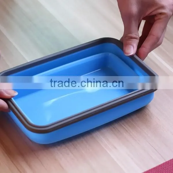 SILICONE FOLADING LUNCH BOX WITH SPOON/CHOPSTICKS(1000ML)