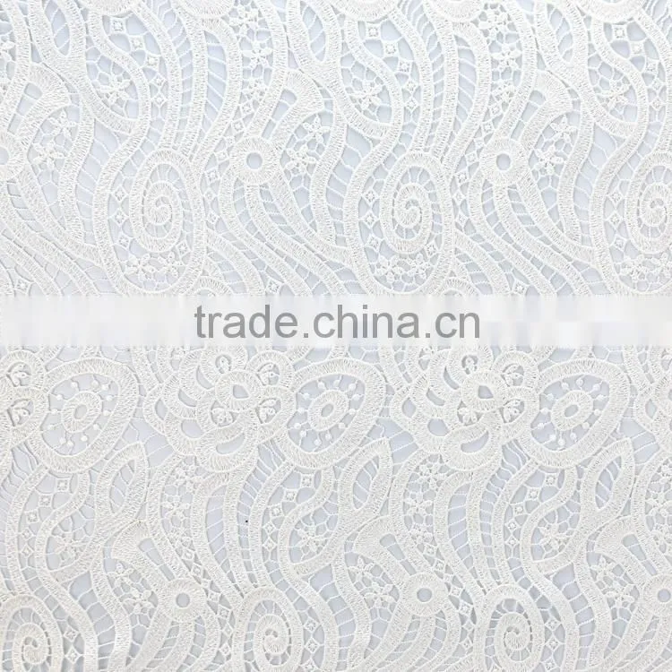 Hot sale fashion white net embroidery woven designer fabric design for fashion clothing