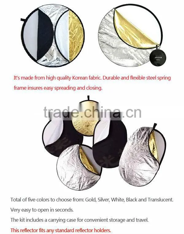 43'' 110cm 5 in 1 Foldable Photography Collapsible Reflector