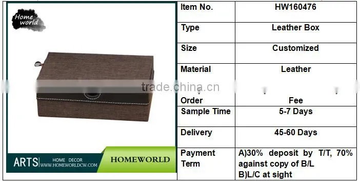 Alibaba supplier high quality customized economic PU leather box for gift