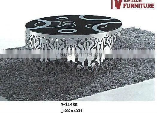 Oval glass stainless steel coffee table