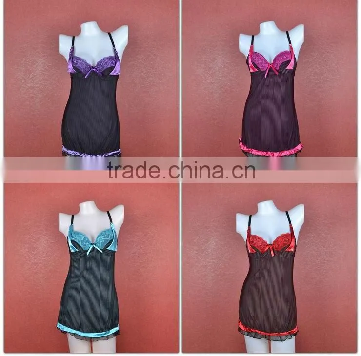 Newest arrival sexy hot high quality lacy cup stripe lingerie 5097