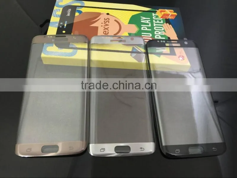 0.33mm 3D full size Brushed electroplating tempered glass screen protector film for Samsng S7 Edge