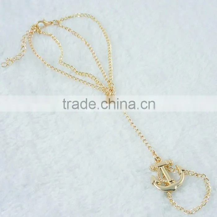 Electroplating Metal Simple Slave Chain Hand Harness Bracelet Ring Jewelry