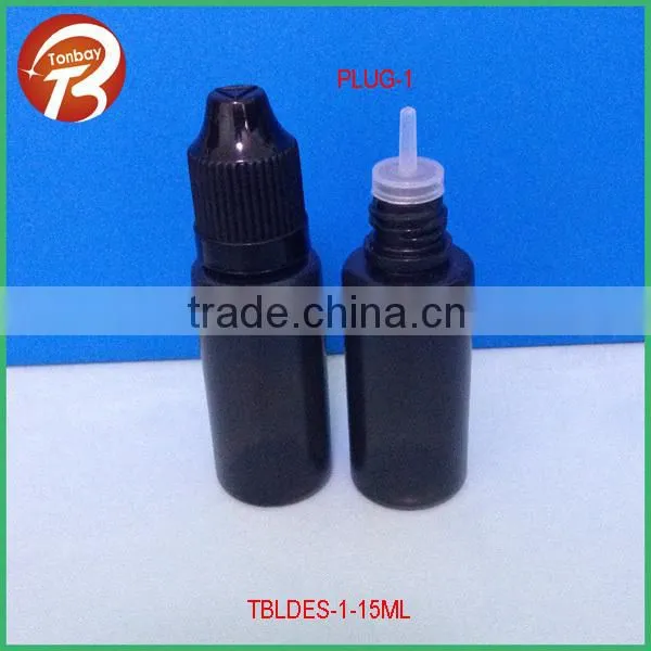 15ml LDPE black e cig empty bottle for liquid with needle tip cap