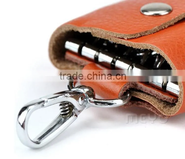 Protective snap closure full grain leather key wallet for key safe