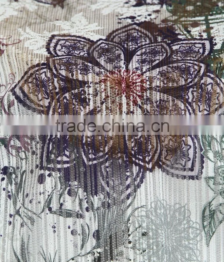 hot selling beautiful big flower pattern customed print knit lace fabric for sale