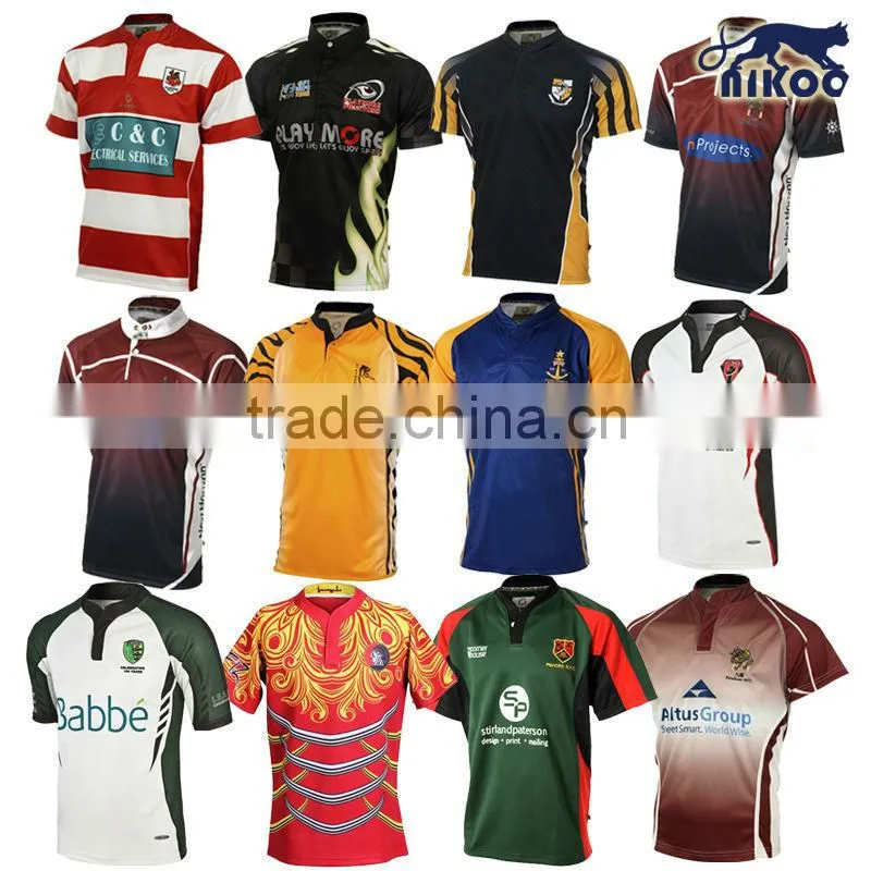 custom fashion stretchable sublimated rugby jersey kits for league wholesale