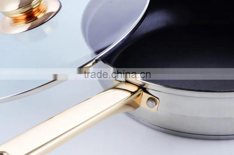 18CM Classical stainless steel 2 layer steam pot with gold plating handle & knob MSF-3179
