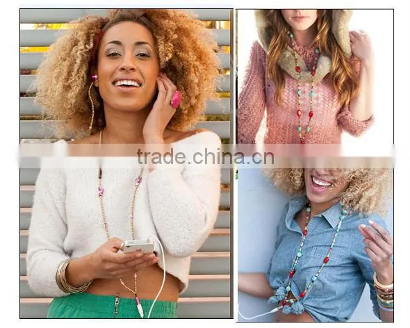 Fashion beaded stone earphone for promotion and gifts