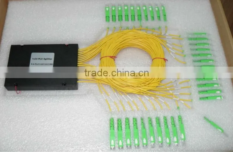 2*16 1260-1650nm Steel mini module type,0.9mm cable dia. 1.5m length,with SC/APC connector FTTH PLC Splitter