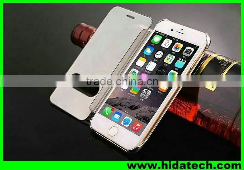 Hot selling smart visible flip leather phone case for iPhone6 6s leather pouch
