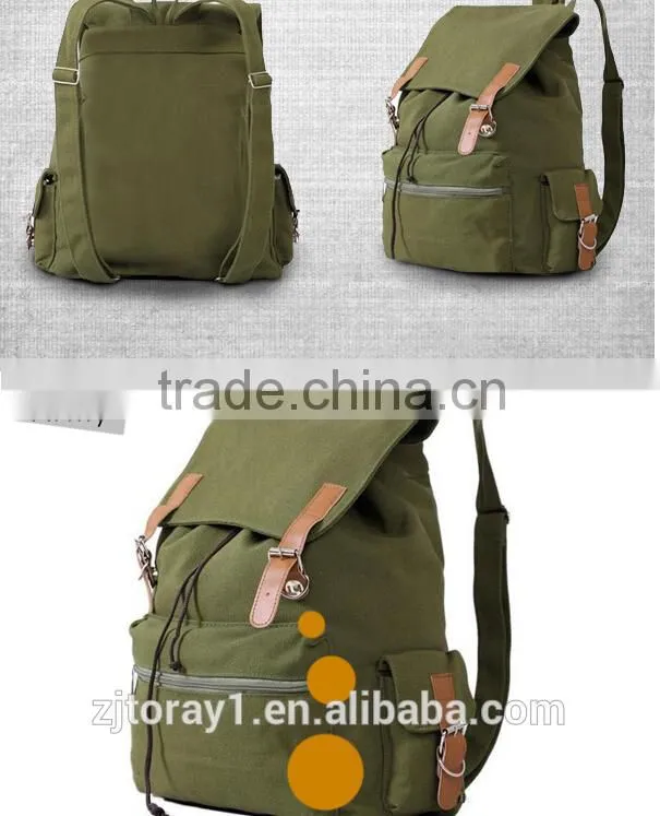 plain army canvas drawstring backpack women