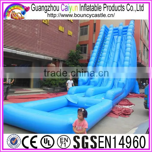 Blue Giant Inflatable Wate Slide With Pool For Sales