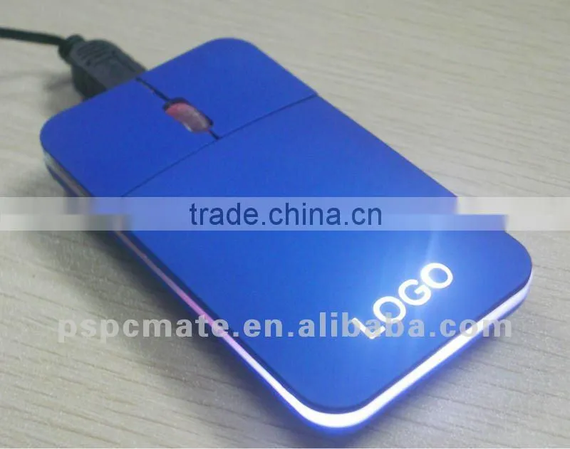 usb wired slim mouse with led light and laser logo