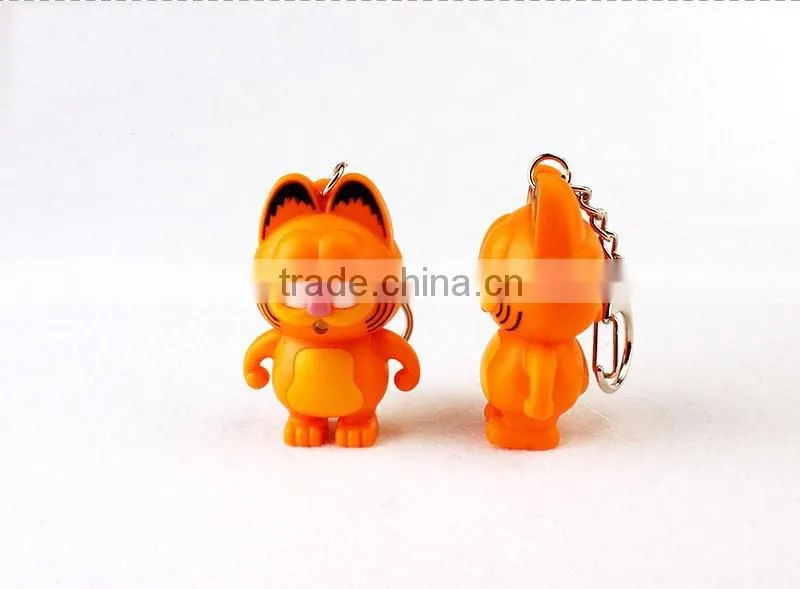 Creative Cartoon Cat LED light flash keychain with sound