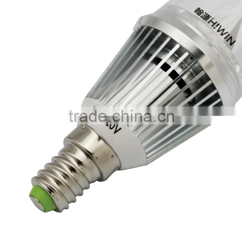 HUGEWIN 3w E14 candle light LED bulb E14 silver color 90LM per watt