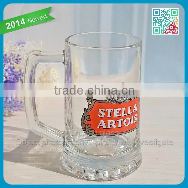 Wholesale Promotional Crystal Glass Mug Tumbler with Decal Printing Glass handle Mug Stein Decorative Beer Mug Cup Glass