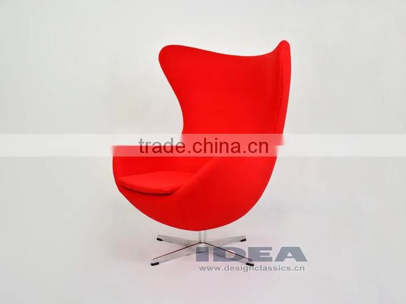 Replica Arne Jacobsen Egg chair - Red Wool Fabric - polished aluminum base