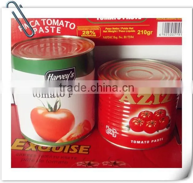 Canned foods wholesale,70G-3000G canned tomato paste, Brix: 28-30%