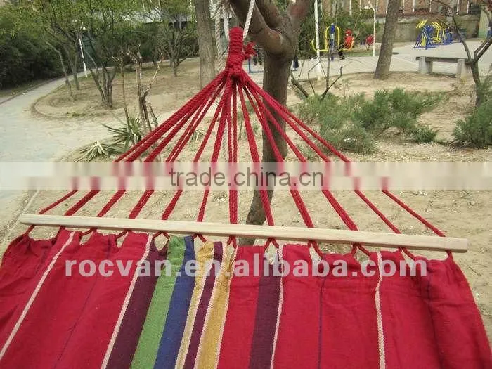 Canvas Hammock with Wooden Bar