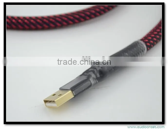 Hi End Audio Grade Silver Plated USB A to B USB cable with Gold Plated USB Plug