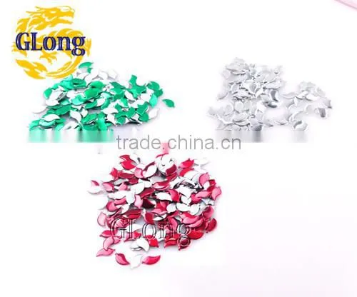 5*10mm Hot Fix Iron-on Nailhead Leaf Shape Aluminum DIY Accessories For Bag Shoe Phone Case Garment #GT096-10P(Mix-s)